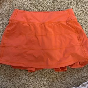Orange Lululemon Pace Rival Skirt